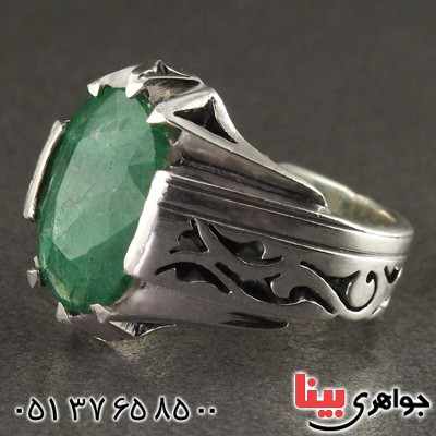انگشتر زمرد مردانه خوشرنگ و عالی _کد:15661