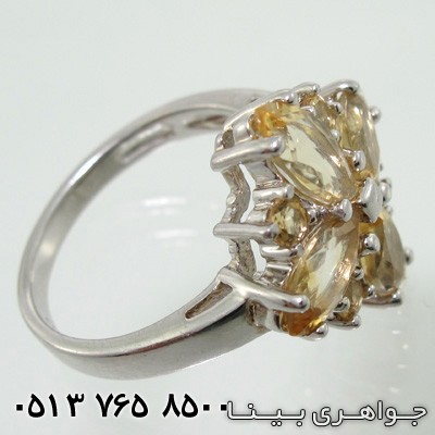 انگشتر سیترین گل چند نگین