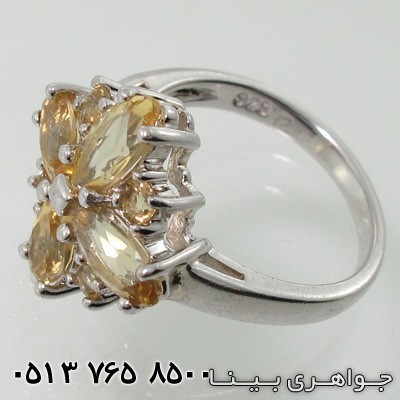 انگشتر سیترین گل چند نگین