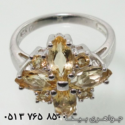 انگشتر سیترین گل چند نگین