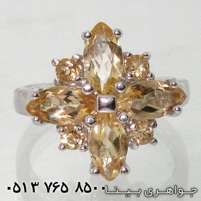 انگشتر سیترین گل چند نگین