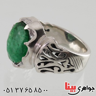 انگشتر زمرد مردانه درشت خوشرنگ عالی _کد:2130
