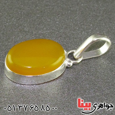 گردنبند عقیق شرف الشمس دور ساده بیضی _کد:15687