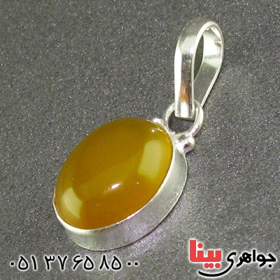 گردنبند عقیق شرف الشمس دور ساده بیضی خوشرنگ _کد:15691