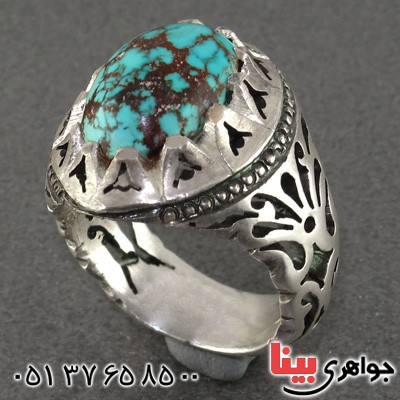 انگشتر فیروزه نیشابوری شجری مردانه درشت  _کد:2164