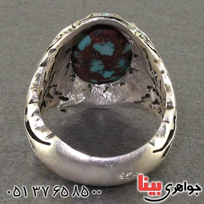 انگشتر فیروزه نیشابوری شجری مردانه درشت  _کد:2164