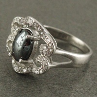 انگشتر حدید هفت جلاله رودیوم زنانه مدل نیلوفر 