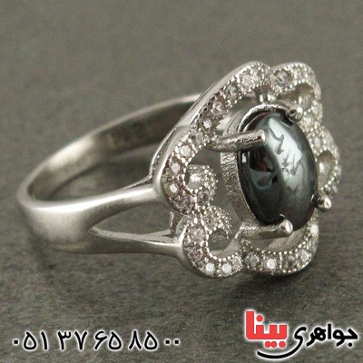 انگشتر حدید هفت جلاله رودیوم زنانه مدل نیلوفر _کد:15726