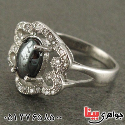 انگشتر حدید هفت جلاله رودیوم زنانه مدل نیلوفر _کد:15726