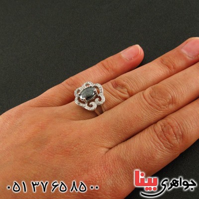 انگشتر حدید هفت جلاله رودیوم زنانه مدل نیلوفر _کد:15726