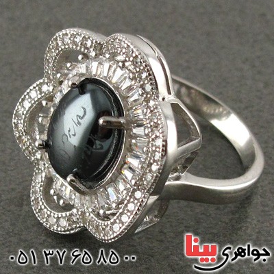 انگشتر حدید هفت جلاله رودیوم زنانه مدل گلناز _کد:15736