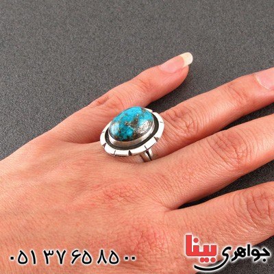 انگشتر فیروزه نیشابوری شجری با حرز امام جواد (ع) _کد:15823