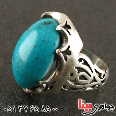 انگشتر فیروزه نیشابوری درشت مردانه خوشرنگ _کد:2194