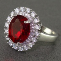 انگشتر یاقوت سرخ رودیوم زنانه مدل خورشید 
