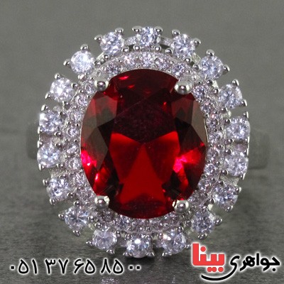 انگشتر یاقوت سرخ رودیوم زنانه مدل خورشید _کد:15832