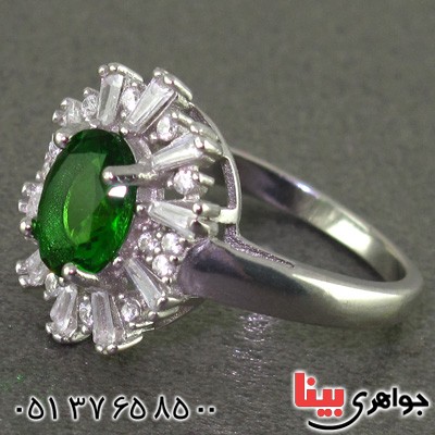 انگشتر زبرجد رودیوم زنانه مدل صبا _کد:15834