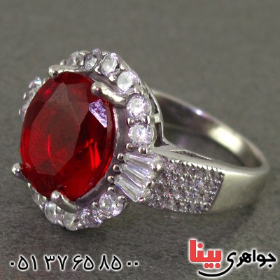 انگشتر یاقوت سرخ رودیوم زنانه درشت مدل زلیخا _کد:15837