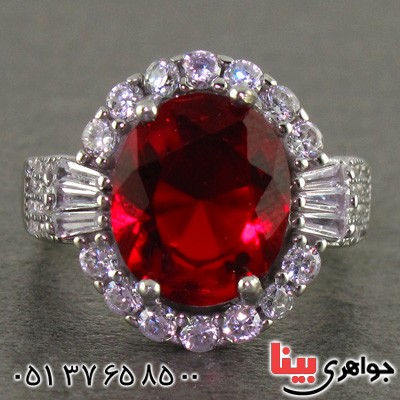 انگشتر یاقوت سرخ رودیوم زنانه درشت مدل زلیخا _کد:15837