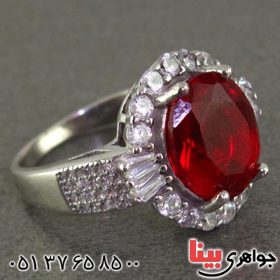 انگشتر یاقوت سرخ رودیوم زنانه درشت مدل زلیخا _کد:15837