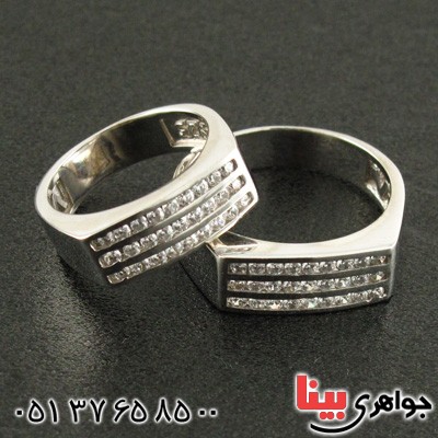 انگشتر نقره ست حلقه ازدواج روکش پلاتین _کد:15840