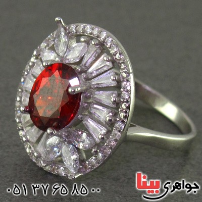 انگشتر یاقوت سرخ رودیوم زنانه درشت مدل نیکیتا _کد:15842
