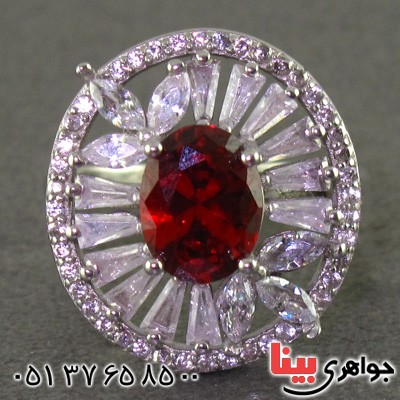 انگشتر یاقوت سرخ رودیوم زنانه درشت مدل نیکیتا _کد:15842