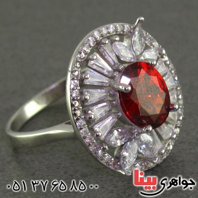 انگشتر یاقوت سرخ رودیوم زنانه درشت مدل نیکیتا _کد:15842