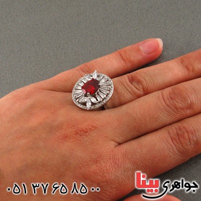 انگشتر یاقوت سرخ رودیوم زنانه درشت مدل نیکیتا _کد:15842