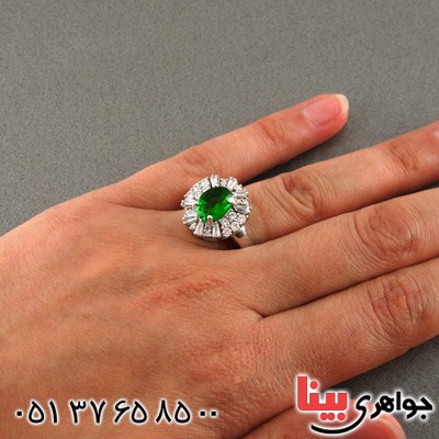 انگشتر زبرجد رودیوم زنانه مدل زیما _کد:15843