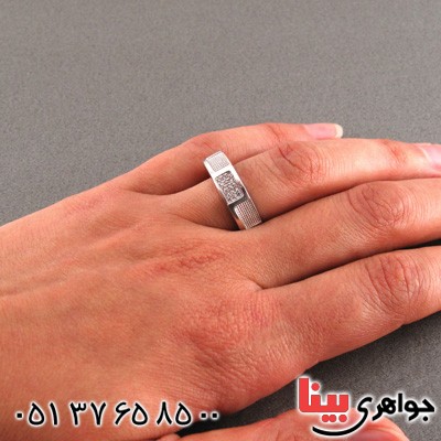 انگشتر نقره ست حلقه ازدواج روکش پلاتین _کد:15851