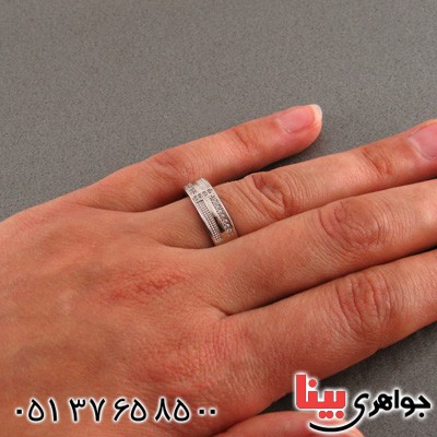 انگشتر نقره ست حلقه ازدواج روکش پلاتین _کد:15859