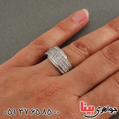 انگشتر نقره ست حلقه ازدواج روکش پلاتین _کد:15866