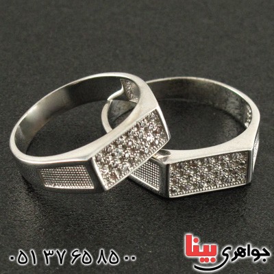 انگشتر نقره ست حلقه ازدواج روکش پلاتین _کد:15867