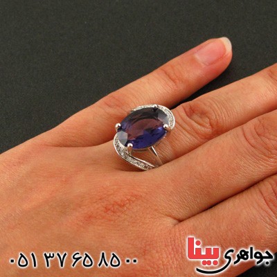 انگشتر آمتیست رودیوم زنانه درشت مدل لیلیا _کد:15868