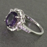 انگشتر آمتیست رودیوم زنانه مدل دلربا 