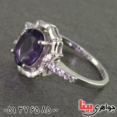 انگشتر آمتیست رودیوم زنانه مدل دلربا _کد:15869