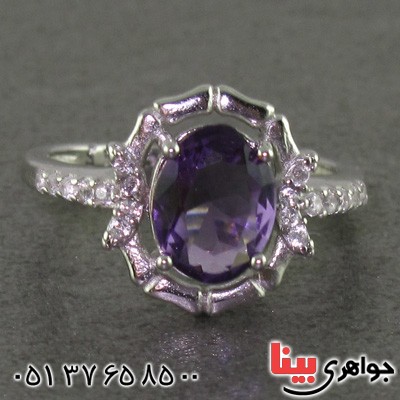 انگشتر آمتیست رودیوم زنانه مدل دلربا _کد:15869