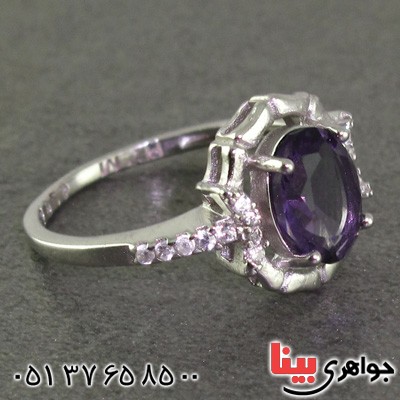 انگشتر آمتیست رودیوم زنانه مدل دلربا _کد:15869