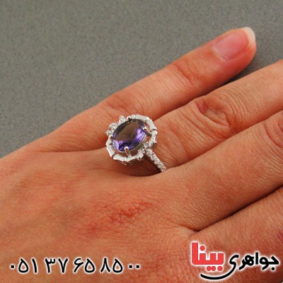 انگشتر آمتیست رودیوم زنانه مدل دلربا _کد:15869