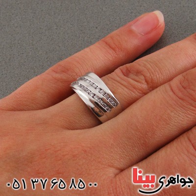 انگشتر نقره ست حلقه ازدواج روکش پلاتین _کد:15880