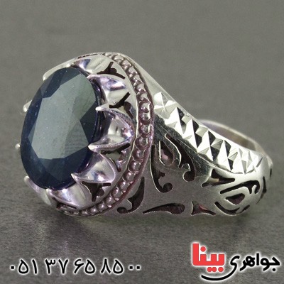 انگشتر یاقوت کبود مردانه درشت عالی فاخر _کد:2203
