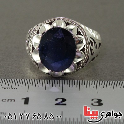 انگشتر یاقوت کبود مردانه درشت عالی فاخر _کد:2203