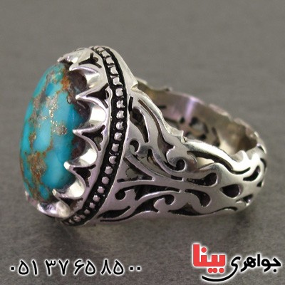 انگشتر فیروزه نیشابوری شجری درشت مردانه تک _کد:2206