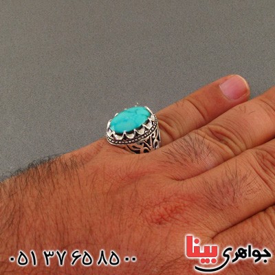 انگشتر فیروزه نیشابوری درشت مردانه خوشرنگ  _کد:2212