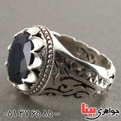 انگشتر یاقوت کبود مردانه درشت عالی و خاص _کد:2223