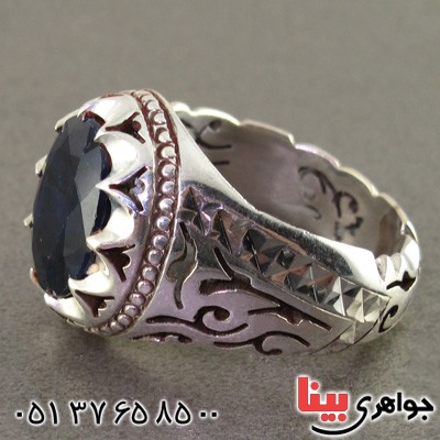 انگشتر یاقوت کبود مردانه درشت عالی و خاص _کد:2223