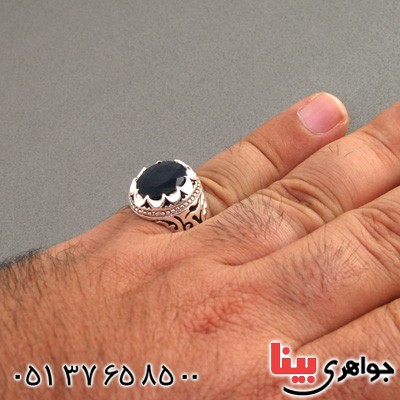 انگشتر یاقوت کبود مردانه درشت عالی و خاص _کد:2223