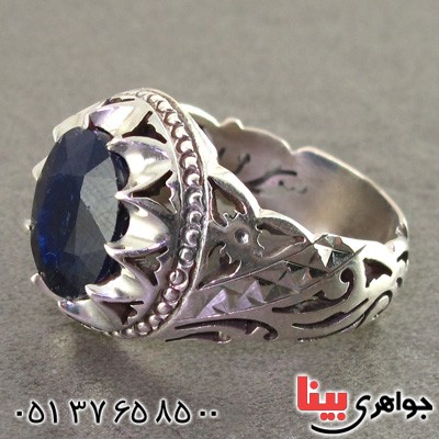 انگشتر یاقوت کبود مردانه درشت عالی فاخر _کد:2227