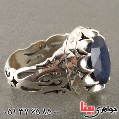 انگشتر یاقوت کبود درشت مردانه عالی فاخر _کد:2231