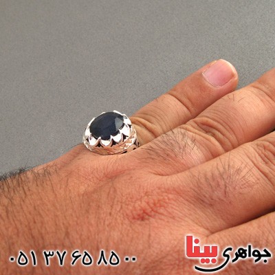 انگشتر یاقوت کبود درشت مردانه عالی فاخر _کد:2231